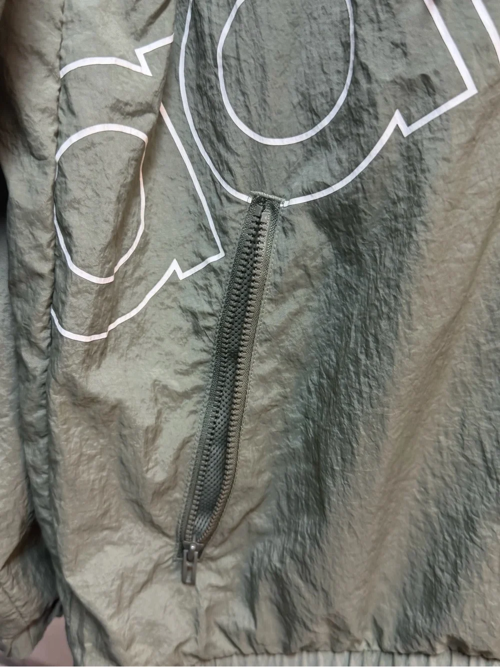 Vintage adidas Olive Green Hooded Windbreaker with White Stripe Detail